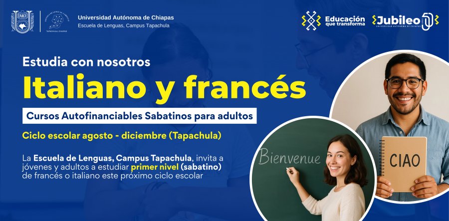 Apertura de francés e italiano - Cursos Autofinanciables para adultos (Tapachula)